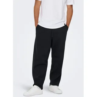 Sweathose ONLY & SONS "ONSCERES WIDE PANT NOOS", Herren, Gr. XXL, N-Gr, schwarz, angeraute Sweatware, Obermaterial: 57% Baumwolle, 43% Polyester, unifarben, regular fit lang, Hosen Sweathose, Baumwollmischung, relaxed fit