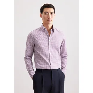 seidensticker Businesshemd "Schwarze Rose" Slim 1/1 Covered-Button-Down-Kragen Karo, lila