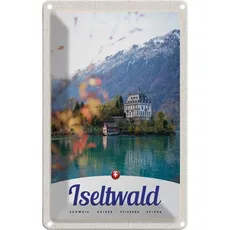 Blechschild 20x30 cm - Iseltwald Schweiz Europa See Natur