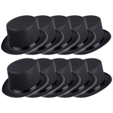 Schramm® 10 Stück Zylinder Hut mit Satinband Schwarz für Erwachsene Chapeau Zylinderhut 10er Pack