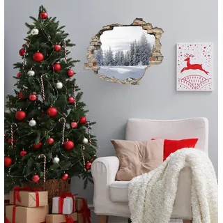 Queence 3D-Wandtattoo »Tannenlandschaft im Schnee« selbstklebender Wandsticker Weihnachten, weiß