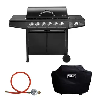 TAINO Basic Gasgrill 6+1 mit Gasdruckminderer und Abdeckhaube