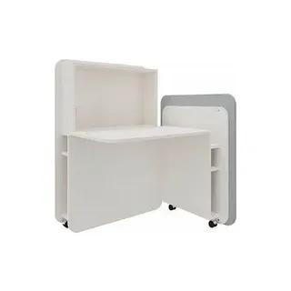 fm FLATup  Sekretär diamantweiß/ hellblau rechteckig, weiß 107,0 x 41,5 - 91,0 cm