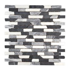 Marmormosaik Black Grey White Mix Brick 28,5 cm x 30,5 cm