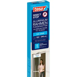 Tesa Fliegengitter mit Aluminiumrahmen 120 x 240 cm Weiß/Grau