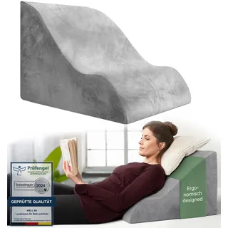 Lesekissen für Bett und Sofa, Bequemes Rückenkissen mit Memory Foam, Reflux Kissen verwendbar als Keilkissen Bett, Bettkissen Rückenlehne oder Kopfende, Gemütlicher Bettkeil als angenehme Rückenstütze