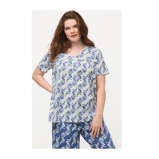 Pyjama-Shirt, Tauben, V-Ausschnitt, Halbarm, Biobaumwolle