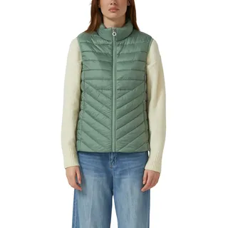 Steppweste S.OLIVER, Damen, Gr. 36, grün (sage grün), Steppware, Obermaterial: 100% Polyester, regular fit taillenbedeckt, Rundhals, Westen Steppweste, mit Stehkragen
