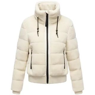 Navahoo Plüschjacke "Plüschjacke Schneepuder 14" ohne Kapuze warme Damen Teddyjacke für den Winter, sanftes weiß