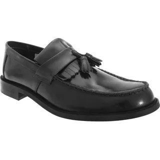 Roamers Herren Toggle Saddle Hi-Shine Leder Schuhe DF774 (39,5 EU) (Schwarz) - Schwarz