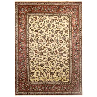 morgenland Wollteppich »Sarough Durchgemustert Beige chiaro 350 x 250 cm«, rechteckig, 10 mm Höhe, Unikat mit Zertifikat, beige