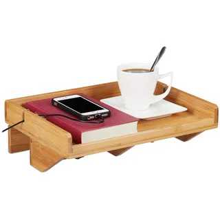 Relaxdays Bettablage, , Holz, Metall , 33x9.5x24 cm, , Schlafzimmer, Nachtkästchen