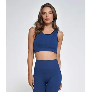 HEART and SOUL Sporttop für Damen, Kollektion BRB, Sportbekleidung für Damen, hergestellt in Italien, nahtlos, Farbe Dove Grau/Schwarz, Größe XS/S