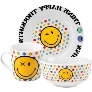 3-teiliges Frühstücksset (Teller, Schüssel, Tasse) aus Porzellan von Smileyworld