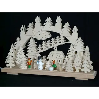 Schwibbogen el. Beleuchtet Schneemann bauen Schneeball werfen b x h= 50x30cm NEU