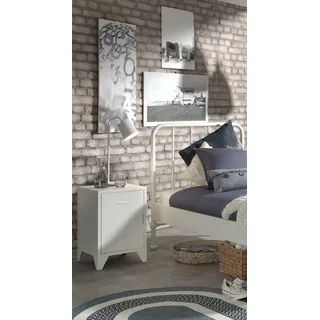 Vipack BRONXX Nachtkonsole im Industrial-Look Weiß matt - Weiß