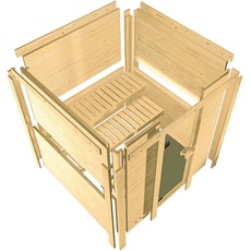 Bild von Sauna Sahib 2 40mm Eckeinstieg, 9 kW Ofen externe Steuerung Easy, Glastür, LED-Dachkranz