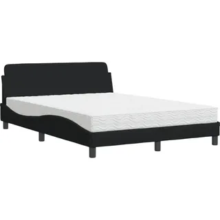 vidaXL Bett mit Matratze "Dover" Schwarz 140x190 cm Stoff - Schwarz