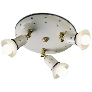 Savona Klassische Deckenleuchte Keramik und Satiniertes Messing 3 Lichter E14