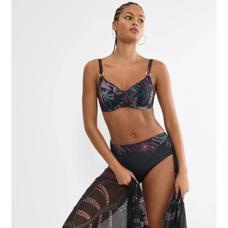 Bügel-Bikini-Top TRIUMPH "Summer Tropics W 01", Damen, Gr. 44, Cup G, bunt (schwarz combination), Microfaser, Obermaterial: 55% Polyamid, 45% Elasthan, Bikini-Oberteile Bügel-Bikini-Top, Minimizer - verkleinert die Brust optisch um eine Cup-Größe, Topseller