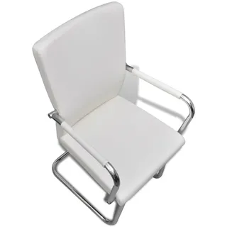 vidaXL Freischwinger Kunstleder Weiß 2 Stk