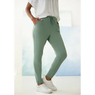 Schlupfhose LASCANA, Damen, Gr. 40, N-Gr, grün (jade), Jersey, Obermaterial: 95% Polyester, 5% Elasthan, unifarben, figurumspielend knöchellang, Hosen Schlupfhose, aus glatter Jerseyqualität, leichte Sommerhose mit Taschen, bügelfrei, Topseller