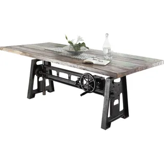 MASSIVMOEBEL24.DE Esstisch Altholz höhenverstellbar 75-105 cm 260x100x76 mehrfarbig lackiert INDUSTRIAL #26