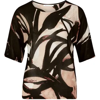 Betty&Co Rundhalspullover »Feinstrickpullover mit Print«, schwarz