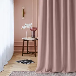 ROOM99 Vorhang mit Kräuselband Laurel 140 x 260 cm Puderrosa, 1 Stück | Verdunkelung Blickdicht Schiebegardinen Curtain Wohnzimmer Schlafzimmer für Schienensystem