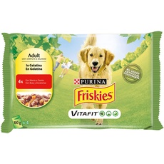 Purina Friskies Hundefutter feucht geliert mit Rindfleisch und Karotten, 40 Beutel à 100 g