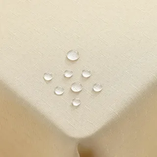 Homaxy Leinendeckeoptik Tischdecke Abwaschbar Eckig 80x80cm, Tischtuch Leinendecke Wasserabweisend Abwischbare, Lotuseffekt Schmutzabweisend Tischwäsche Tafeldecke, Beige