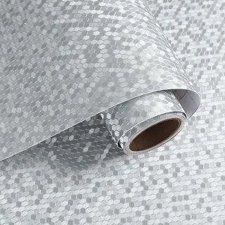 VaryPaper Metalloptik Tapete Selbstklebend Silber 40cmx200cm Dicken Metallfolie Selbstklebend Hitzebeständig Küchenrückwand Folie Arbeitsplatte Küche Klebefolie für Schrank Geschirrspüler Kühlschrank