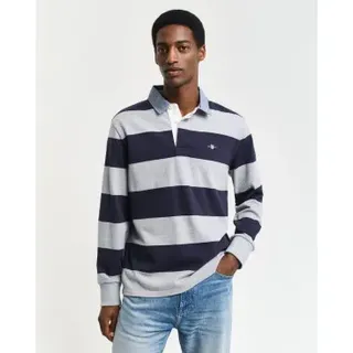Gant für Herren. 2004083 Heavy Chambray Striped Polo Polohemd grau, marineblau (M), Lässig, Baumwolle, Langarm