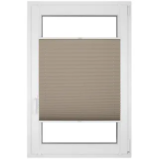 RENA Plissee ohne Bohren - Verdunklungsplissee - Klemmfix - Plisseerollo - Sonnenschutzrollo - Fensterdeko - Tan 30cm x 140cm