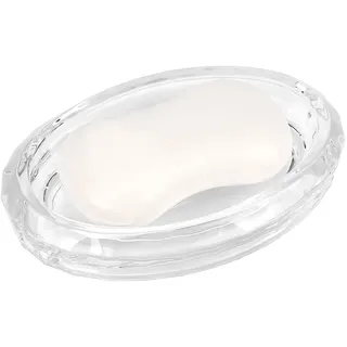 Linkidea Glas-Seifenschale, Glas-Seifen-Schwamm Schalen-Halter, Seifenschale für Küche und Bad, transparentes Dusch-Seifenhalter-Zubehör für Badezimmer (Ellipse)