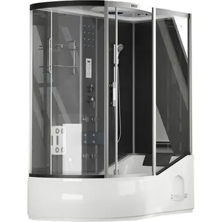 HOME DELUXE - Duschtempel ALL IN 2in1 - Schwarz, 170 x 90 x 220 cm Links - Regendusche und Fußmassage I Duschtempel Whirlpool Fertigdusche - Schwarz