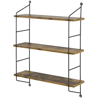 [en.casa] Wandregal Ösel , Dunkelbraun , Metall , 3 Fächer , 48x63.5x15 cm , Wohnzimmer, Regale, Wandregale