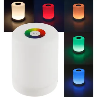 ChiliTec LED Tischlampe 11cm Akku Nachttischlampe Dimmbare Tischleuchte mit Touchschalter Licht RGB Farben einstellbar USB aufladbar