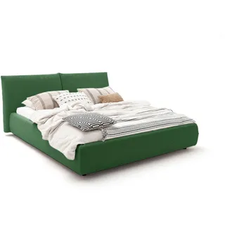 KAWOLA Bett HENRY Polsterbett Cord smaragd 140x200cm - Grün