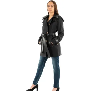 Morgan Damen 242-gzima Trenchcoat mit Kapuze, Schwarz, 38