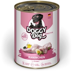 DOGGY Dog Paté Kaninchen Sensitive, 6 x 800 g, Nassfutter für Hunde, getreidefreies Hundefutter mit Lachsöl und Grünlippmuschel, besonders gut verträgliches Alleinfuttermittel, Made in Germany