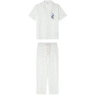 Women'secret Long Pyjama Multilicense Lucky Love Snoopy für Damen, weiß, XS