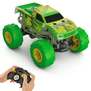 Hot Wheels Monster Trucks Gunkster RC Truck im Maßstab 1:15, leuchtet im Dunkeln, Action-Geländereifen mit Off-Road-Funktion, HTP15
