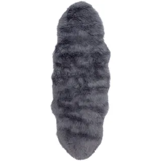 Hochflor-Teppich OTTO HOME "Valeria Fellteppich kuschelig" Gr. 42, grau (anthrazit), B:65cm H:60mm L:180cm, Kunstfaser, Teppiche, Hochflor-Teppich, Kunstfell, Fellform, weiche Teppiche, Schlafzimmer, Wohnzimmer