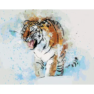 Zuty - Malen nach Zahlen - GEMALTER TIGER, 40x50 cm, ohne Keilrahmen