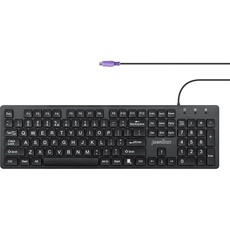 Perixx PERIBOARD-117P Wired PS2 Full Size Keyboard - Big Print Letters - Black - US English