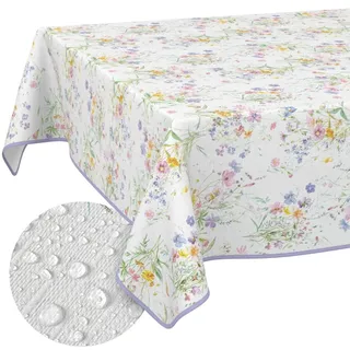 ANRO Wachstuchtischdecke abwaschbar 160 x 140 cm Blüten