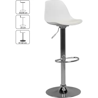 FineBuy Barhocker mit Lehne Sitzhocker Höhenverstellbar Barstuhl Hocker Modern - Weiß