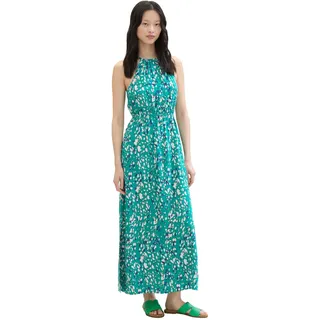 TOM TAILOR Denim Damen Maxi-Kleid mit Neckholder, abstract green dot print, S