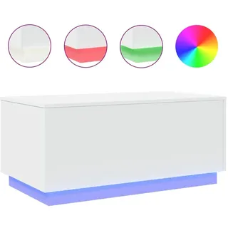 vidaXL Couchtisch mit LED-Leuchten Weiß 90x50x40 cm - Weiß